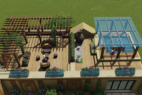 青岛屋顶花园设计-绿城玫瑰园屋顶花园设计