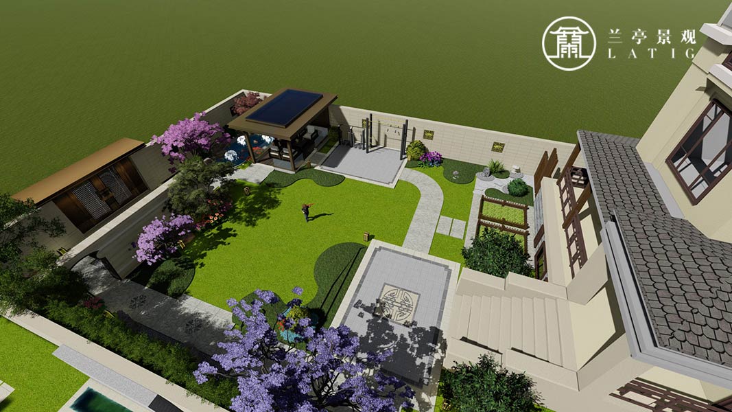 山东庭院设计-东营市湖滨泰和家苑别墅庭院景观设计