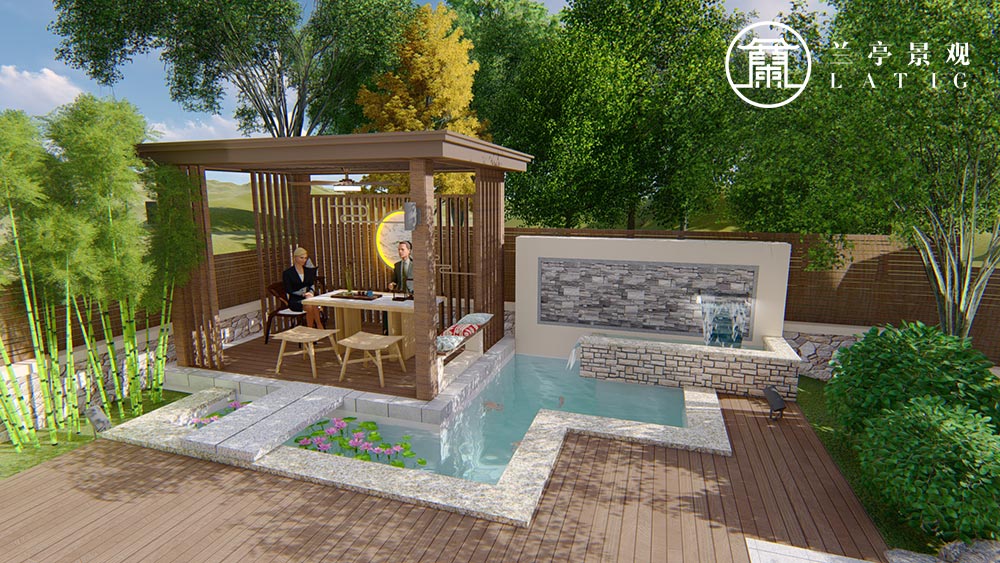 青岛别墅花园设计-石湾山庄41#别墅庭院设计