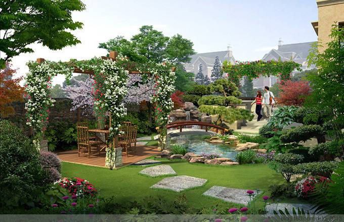 青岛别墅景观设计,青岛花园设计