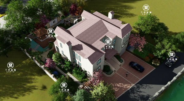 百通香溪庭院别墅景观设计,青岛庭院设计