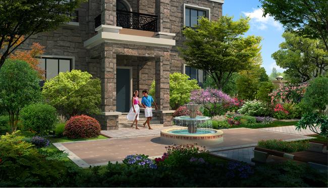 别墅庭院小花园设计中各种材料的运用