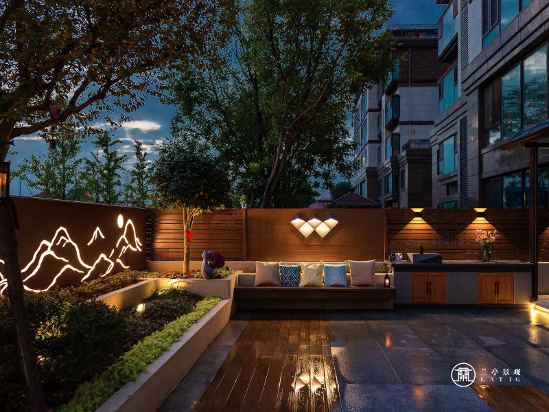 青岛庭院设计施工-博观一品花园设计实景案例