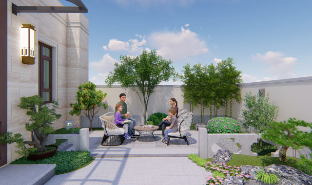 新中式别墅庭院设计——出则繁华，入则静宜